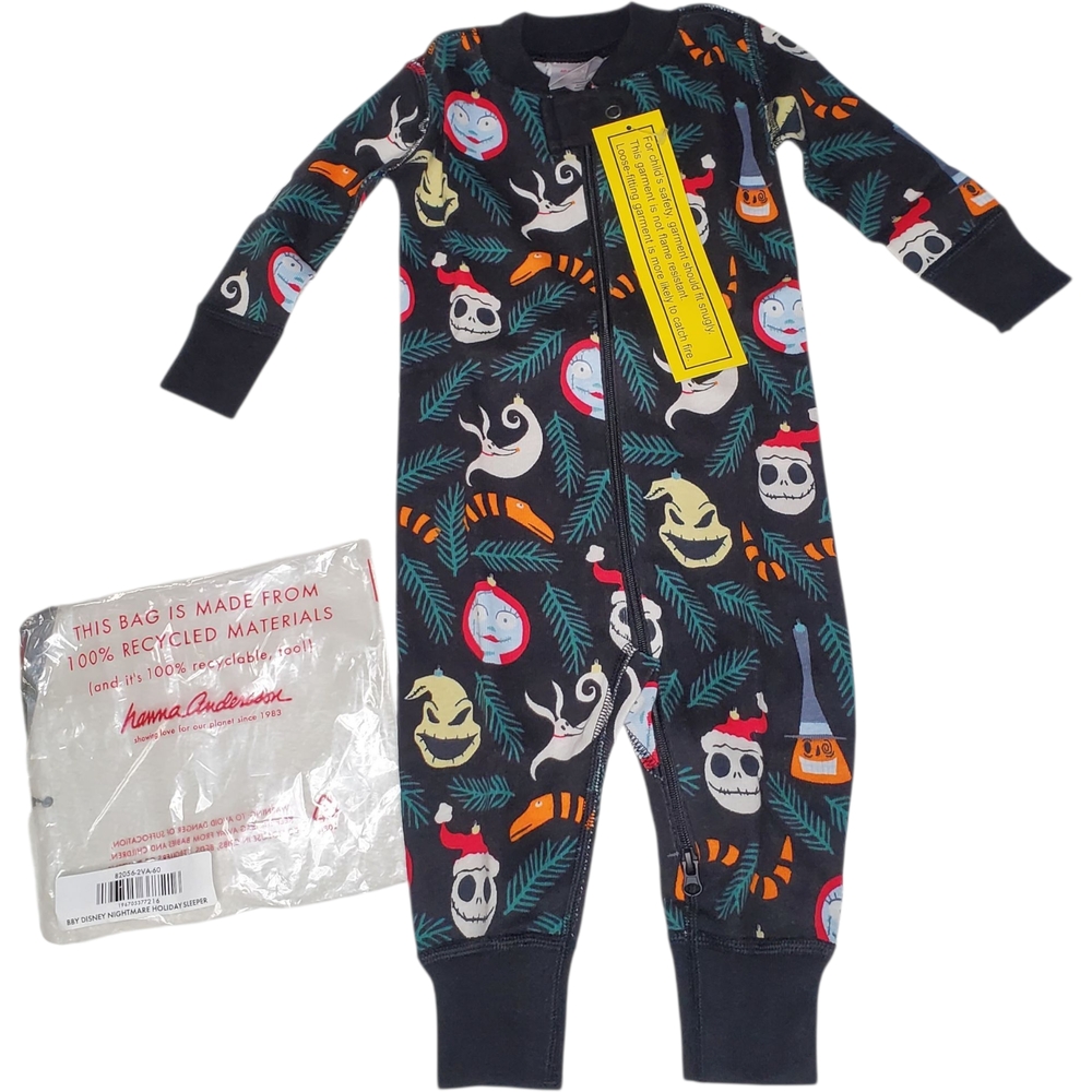 NWT Hanna Andersson + Disney One-piece Pajamas Black Nightmare Holiday Baby 3-6M